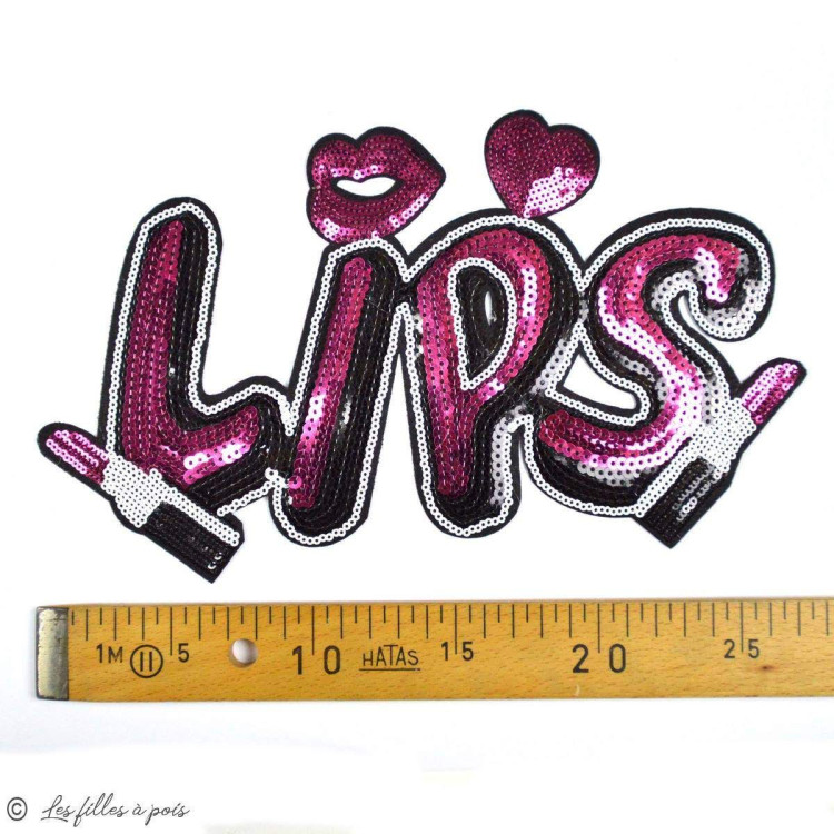 Ecusson Sequin Lips Thermocollant Vente En Ligne Couleur Rose