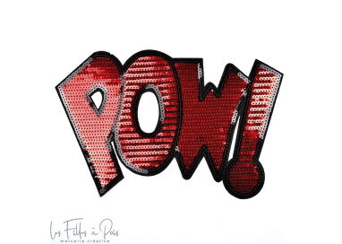 Ecusson Sequin Pow Thermocollant Vente En Ligne Couleur Rouge