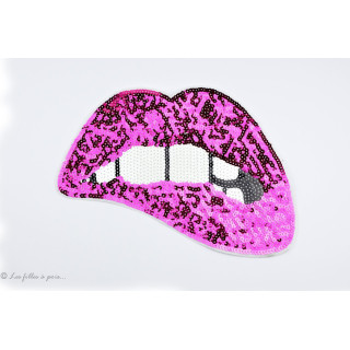 Ecusson Sequin Bouche Sexy Rose Fuchsia Thermocollant Vente En Ligne