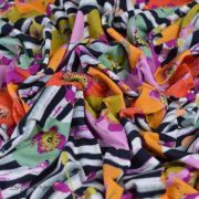 Tissu jersey motif coquelicots esprit "Skopelos" Spices Fusion - Blanc, noir et orange - Oekotex - AGF ® Art Gallery Fabrics ® -