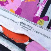 Tissu jersey motif coquelicots esprit "Skopelos" Spices Fusion - Blanc, noir et orange - Oekotex - AGF ® Art Gallery Fabrics ® -