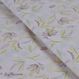 Tissu coton motif  fleuri - Beige - Oeko-Tex ® et GOTS ® Autres marques - 1