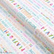 Tissu popeline de coton motif fleurs "Angles Playroom" - Ecru et multicolore - Oekotex ® - AGF ®