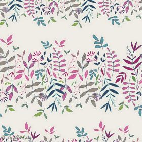 Tissu coton motif fleurs "Flowers Child" - Ecru et violet - Oekotex ® - AGF ® Art Gallery Fabrics ® - 1