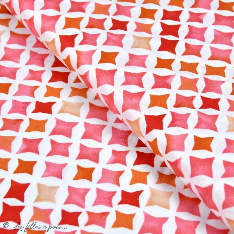 Tecido de algodão sateen aguarela - Vermelho - 110cm - Orgânico - CLOUD9 ® Cloud9 Fabrics ® - Tissus BIO - 1