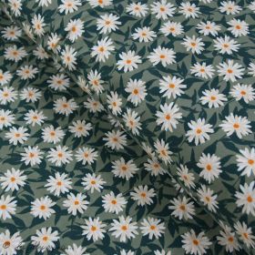 Tissu jersey motif fleurs "Her et History" de Bonnie Christine - Vert et orange - Oekotex - AGF ® Art Gallery Fabrics ® - Tissus