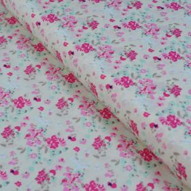 Tissu popeline de coton motif fleurs "Le Vintage Chic" - Ecru et rose - Oekotex - AGF ® Art Gallery Fabrics ® - Tissus - 1