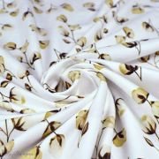 Tissu jersey coton motif fleurs de coton "Sweet Cotton" - Blanc et beige - Oeko-Tex ® Family Fabrics ® - Tissus oekotex - 2