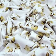 Tissu jersey coton motif fleurs de coton "Sweet Cotton" - Blanc et beige - Oeko-Tex ® Family Fabrics ® - Tissus oekotex - 4