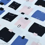 Tissu popeline de coton motif post-it "Lagom" - Blanc, rose, noir et bleu - AGF ® Art Gallery Fabrics ® - Tissus - 3