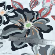Tissu popeline de coton motif fleurs "Fusion Silkroad" - Blanc, rouge et noir - AGF ® Art Gallery Fabrics ® - Tissus - 3