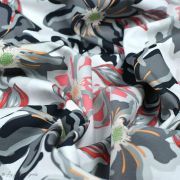 Tissu popeline de coton motif fleurs "Fusion Silkroad" - Blanc, rouge et noir - AGF ® Art Gallery Fabrics ® - Tissus - 4
