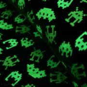 Tissu minky néon phosphorescent double face motif robot esprit "Space Invaders" - Gris - Oeko-Tex ® Autres marques - Tissus et m