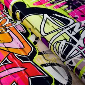 Tissu jersey motif tags "Graffiti Art Wall" - Multicolore Autres marques - Tissus et mercerie - 1