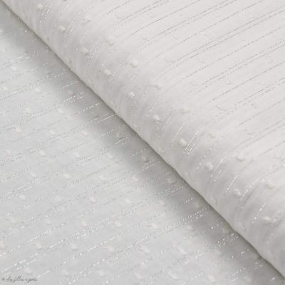 Tissu coton plumetis lurex - Blanc et argenté Autres marques - Tissus et mercerie - 1