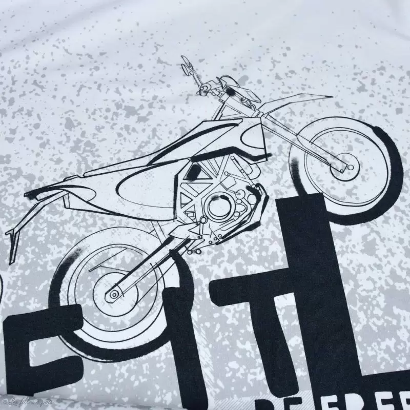 Tissu Jersey Coton Motif Moto Ride Noir Et Blanc Bio Lillestoff Achat Vente Mercerie En Ligne