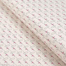 Tissu jersey motif coeur "Open heart" - Ecru, rose et noir - Oekotex - AGF ® Art Gallery Fabrics ® - Tissus - 1