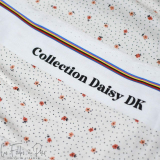 Coupon de tissu popeline de coton petites fleurs et plumetis "Daisy DK" - Ecru et terracotta - 320cm - Les Filles à Pois Les Fil