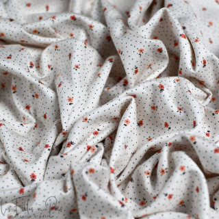 Coupon de tissu popeline de coton petites fleurs et plumetis "Daisy DK" - Ecru et terracotta - 320cm - Les Filles à Pois Les Fil