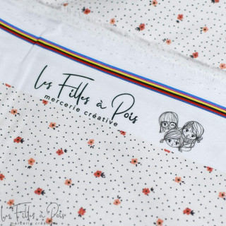 Coupon de tissu popeline de coton petites fleurs et plumetis "Daisy DK" - Ecru et terracotta - 320cm - Les Filles à Pois Les Fil