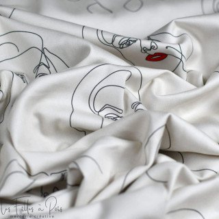 Coupon de tissu popeline de coton motif Marylin Monroe "Madame M" - Multicolore - 270cm - Les Filles à Pois Les Filles à Pois - 