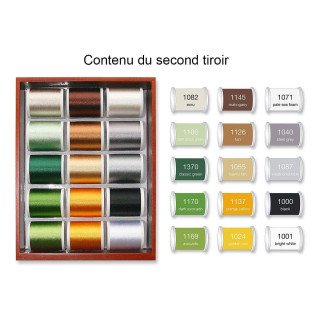 Petit coffret luxe bois de fils à broder RAYON machine 1000m - 30 bobines - Madeira ® Madeira ® - Fils à broder, à coudre et ent