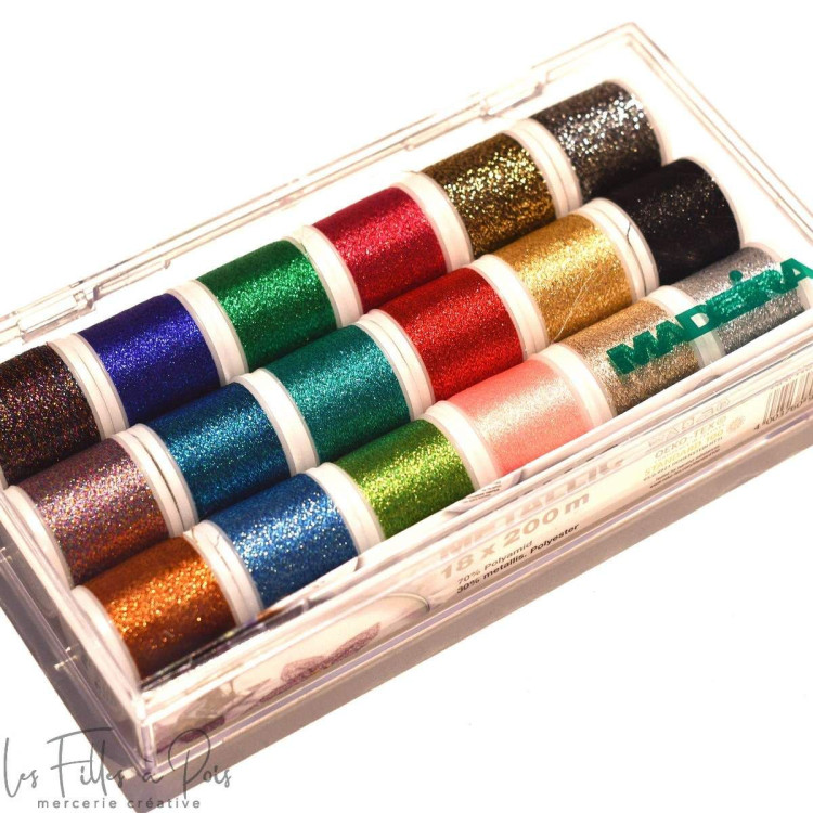 Coffret de 18 bobines de fil METALLIC 200m - Madeira® Madeira ® - Fils à broder, à coudre et entoilage - 1