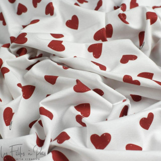 Tissu jersey motif coeur "Coco" - Blanc, rouge et noir - Les Filles à Pois Les Filles à Pois - Design ® - Mercerie et Tissus - 6