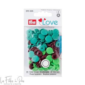 Boutons pression Color Snaps rond - 12.4mm - vert/vert clair/marron - Prym Love 393005 Prym ® - Mercerie - 1
