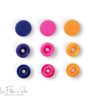 Bouton pression Color Snaps rond - 12.4mm - orange/fuchsia/violet - Prym Love 393006 Prym ® - Mercerie - 3