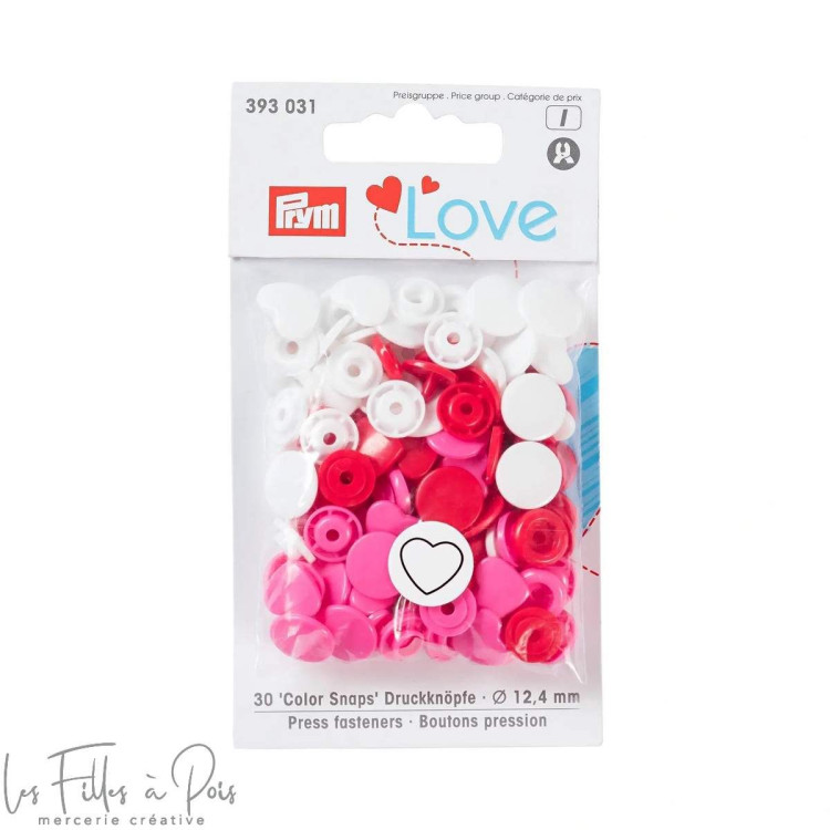 Color Snaps corazón - 12.4mm - rojo/blanco/rosa - Prym Love 393031 Prym ® - Mercerie - 1