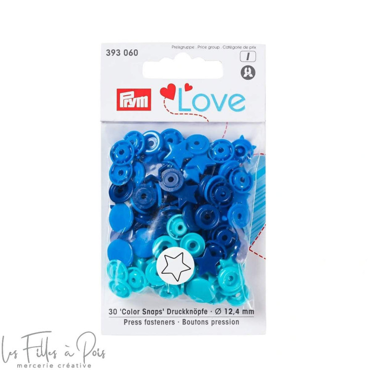 Bouton pression Color Snaps étoile - 12.4mm - bleu/turquoise/bleu marine - Prym Love 393060 Prym ® - Mercerie - 1