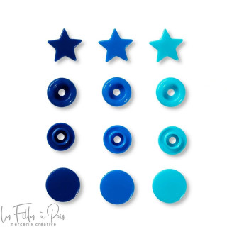 Bouton pression Color Snaps étoile - 12.4mm - bleu/turquoise/bleu marine - Prym Love 393060 Prym ® - Mercerie - 2