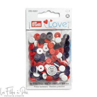 Broches redondos de color - 9mm - rojo/blanco/azul marino - Prym Love 393603 Prym ® - Mercerie - 1