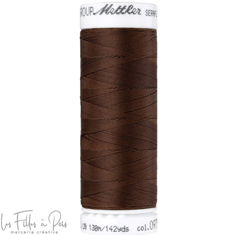 Fil à coudre élastique  SERAFLEX 130m - marron - 0975 METTLER ® - Fils à coudre et à broder - 1