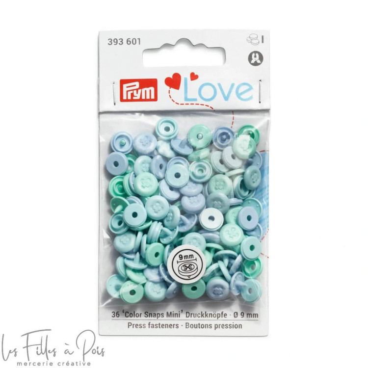 Bouton pression Color Snaps rond - 9mm - bleu panaché - Prym Love 393601 Prym ® - Mercerie - 1