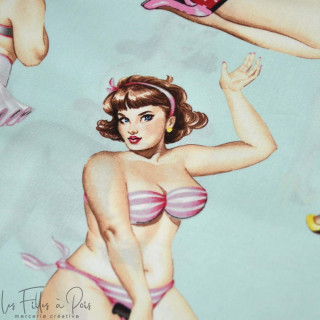 Coupon de tissu coton motif pin up "Good And Plenty" - Multicolore - 120cm - Henry Alexander ® Alexander HENRY Fabrics ® - Tissu