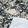 Tissu french terry motif inscription collection "Random" - Ecru et noir - Les Filles à Pois ® - Oeko-Tex ® Les Filles à Pois - D