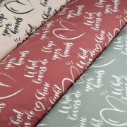Tissu french terry motif écriture et coeurs collection "Collection Sister A" - Ecru et gris - Les Filles à Pois ® - Oeko-Tex ® L