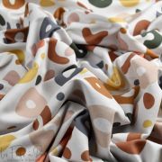 Tissu french terry motif tâches léopard collection "Anna" - Blanc et multicolore - Les Filles à Pois ® - Oeko-Tex ® Les Filles à