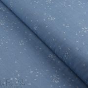 Tissu popeline de coton motif fleurs collection "Alyssa" - Bleu jeans - Les Filles à Pois ® - Oeko-Tex ®