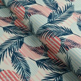 Tissu lycra motif palmiers - Ecru et multicolore  - Oeko-Tex ® Autres marques - Tissus et mercerie - 1