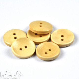 Bouton rond en bois vernis - 20mm - Bege - Lote de 6 Autres marques - Tissus et mercerie - 1