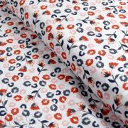Tissu popeline de coton motif fleurs collection "Alyssa" - Rouge, bleu et blanc - Les Filles à Pois ® - Oeko-Tex ®