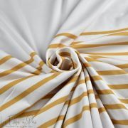 Panneau de tissu jersey motif rayures marinières "Little Sardine" - Blanc et Caramel - Les Filles à Pois ® - Oeko-Tex ® Les Fill