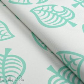 Tissu imperméable - déperlant type Kway - feuilles - "Tanuki" - Ecru et vert - Les Filles à Pois Les Filles à Pois - Design ® - 