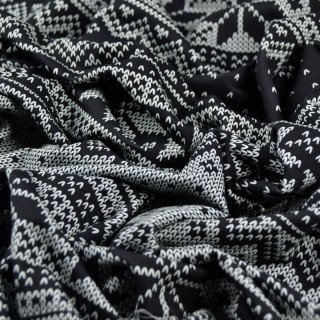 Tejido de rizo jacquard navideño "D&C" - Negro, Gris y crudo - 300cm - Les Filles à Pois Les Filles à Pois - Design ® - Mercerie