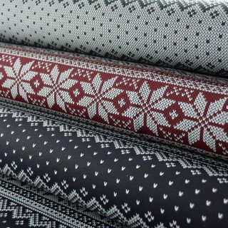 Tejido de rizo jacquard navideño "D&C" - Negro, Gris y crudo - 300cm - Les Filles à Pois Les Filles à Pois - Design ® - Mercerie