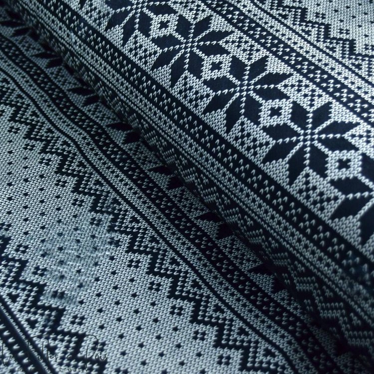 Tela de Navidad jacquard minky "D&C" - Negro, gris y crudo - 350cm - Les Filles à Pois Les Filles à Pois - Design ® - Mercerie e