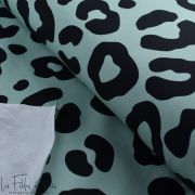 Tissu french terry motif léopard collection "Angels" - Vert pastel et noir - Les Filles à Pois ® - Oeko-Tex ® Les Filles à Pois 